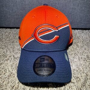 New Era Chicago Bears On-Field Hat Size Large/XL 39Thirty Flex Cap Blue Orange